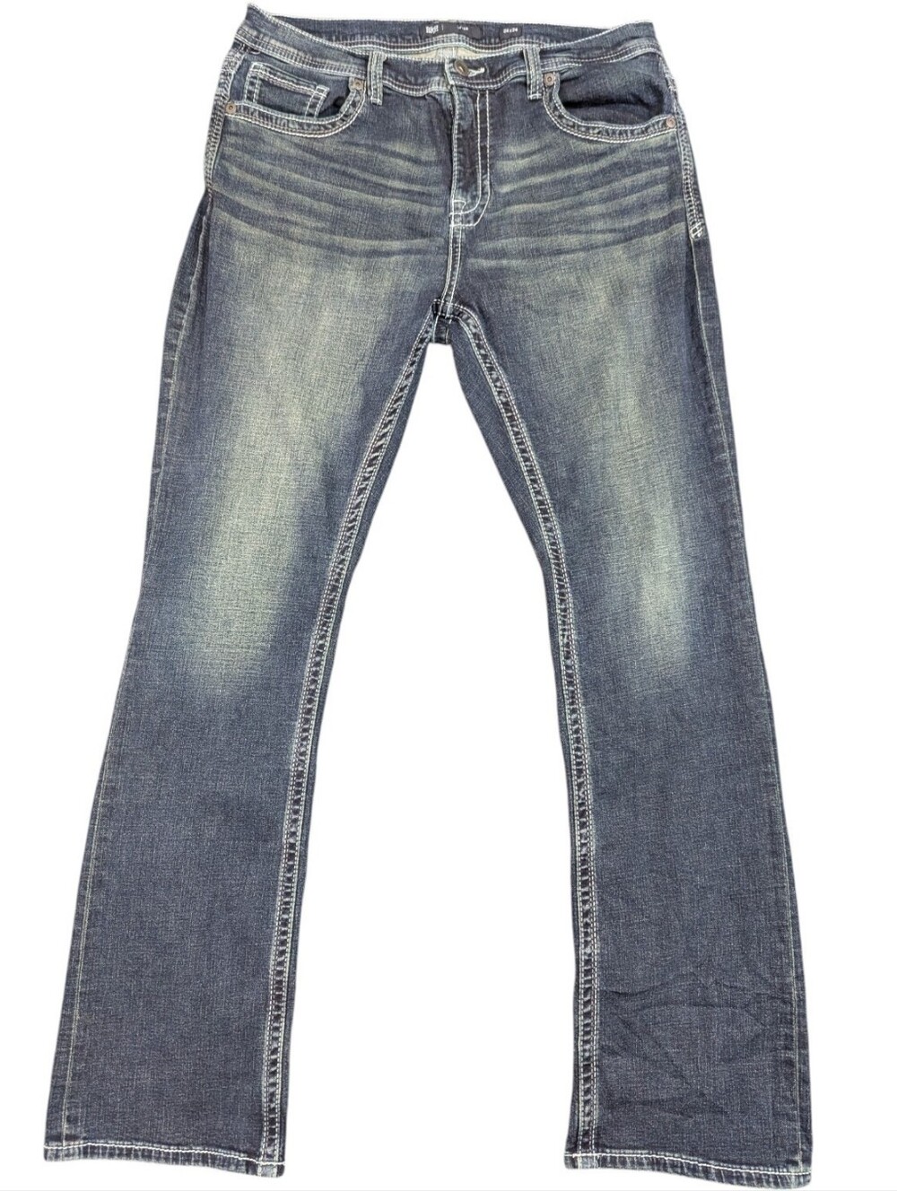 BKE Tyler Y2K Straight Leg Relax Fit Thick Stitching SZ 34x34 Dark Wash